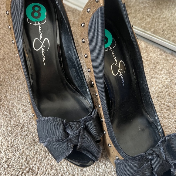 Jessica Simpson Black and Brown Heels with Studs - Picture 1 of 3